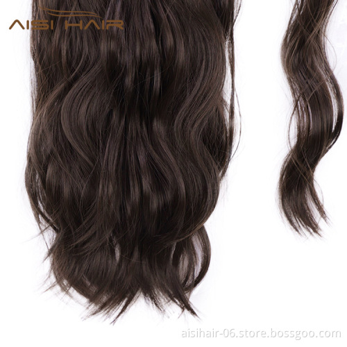 Aisi Hair Women Long Wavy Synthetic Wrap Around Hairpieces High Temperature Fiber Ponytail Hair Extensions